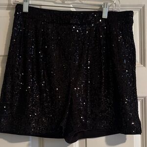 Express Black Sequin Elastic Waist Shorts